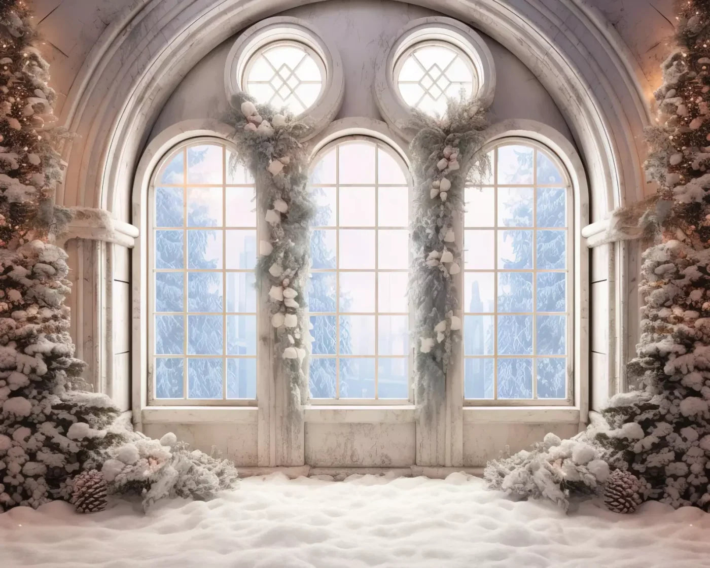 Snowy Ballroom 10’X8’ Fleece (120 X 96 Inch) Backdrop