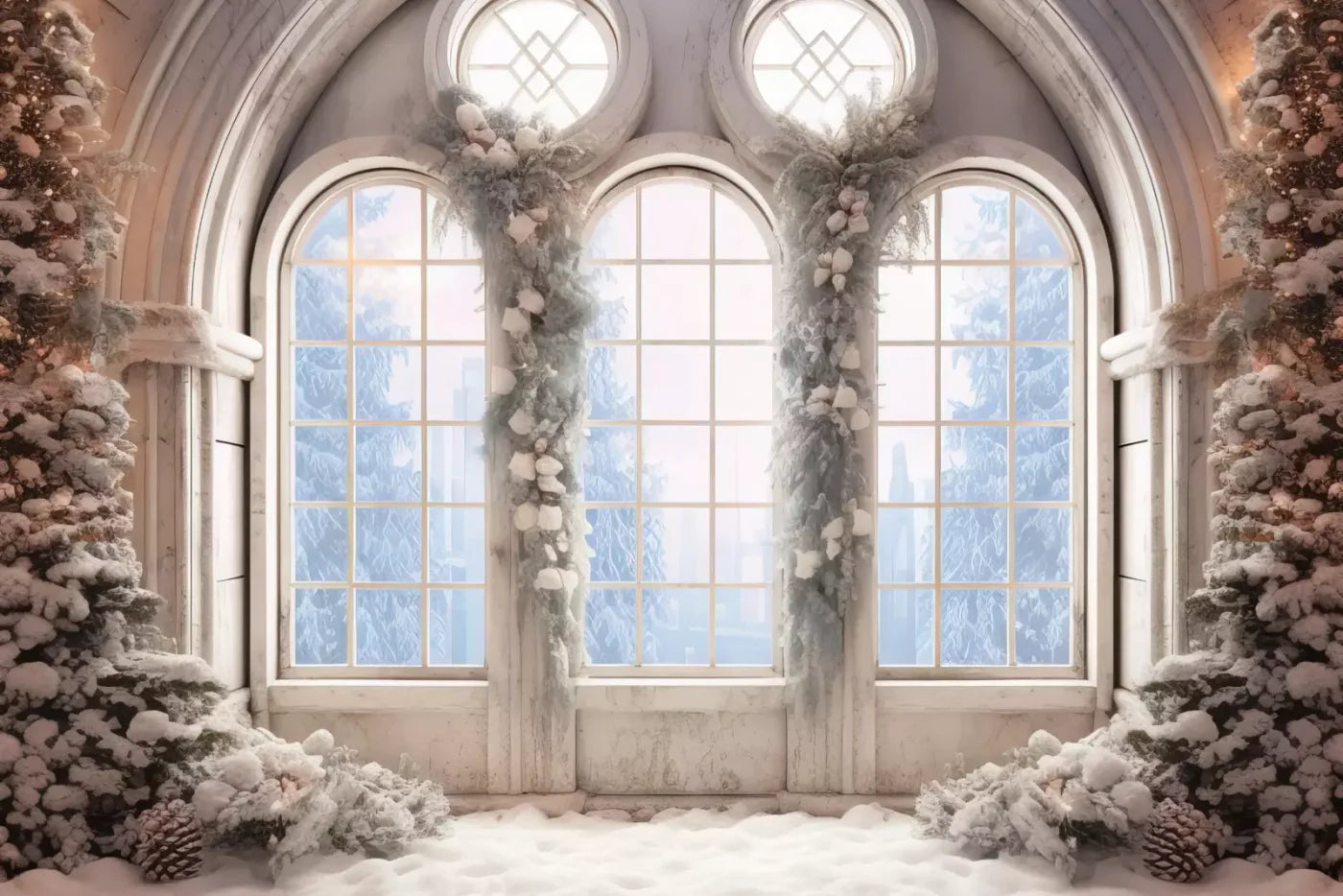 Snowy Ballroom 12’X8’ Ultracloth (144 X 96 Inch) Backdrop