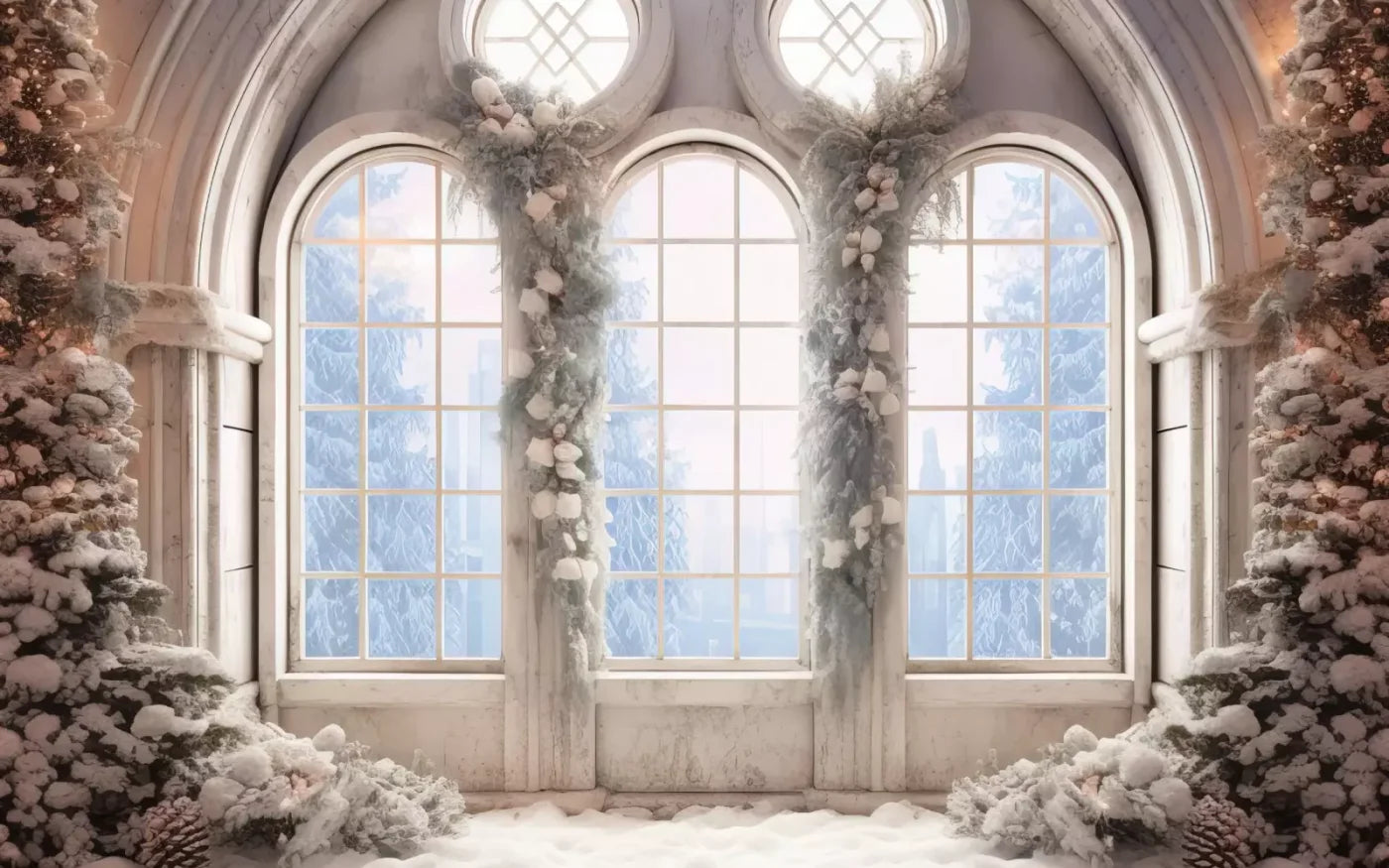 Snowy Ballroom 16’X10’ Ultracloth (192 X 120 Inch) Backdrop
