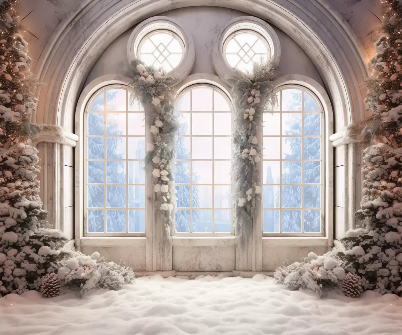 Snowy Ballroom 5’X4’2 Fleece (60 X 50 Inch) Backdrop