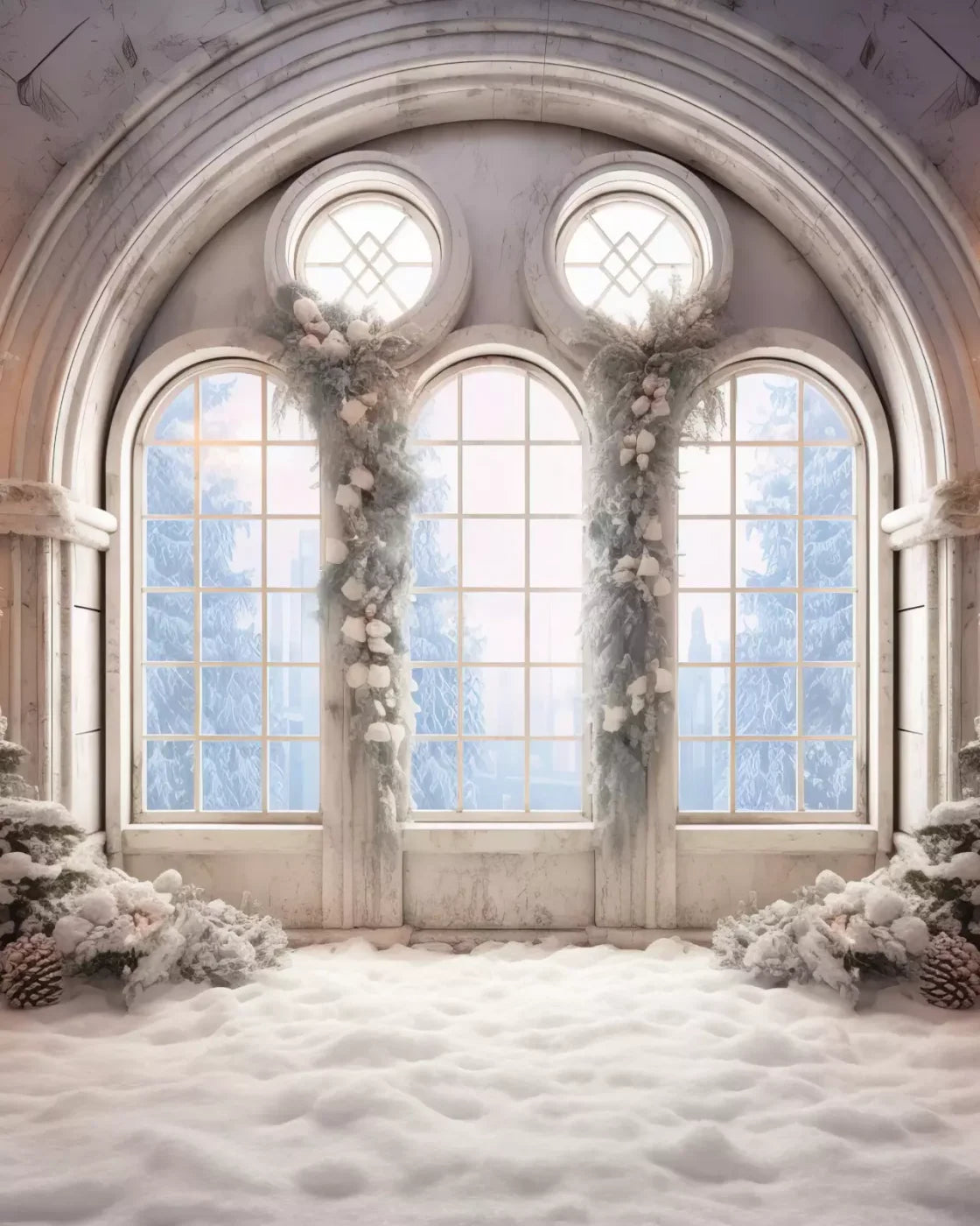 Snowy Ballroom 8’X10’ Fleece (96 X 120 Inch) Backdrop