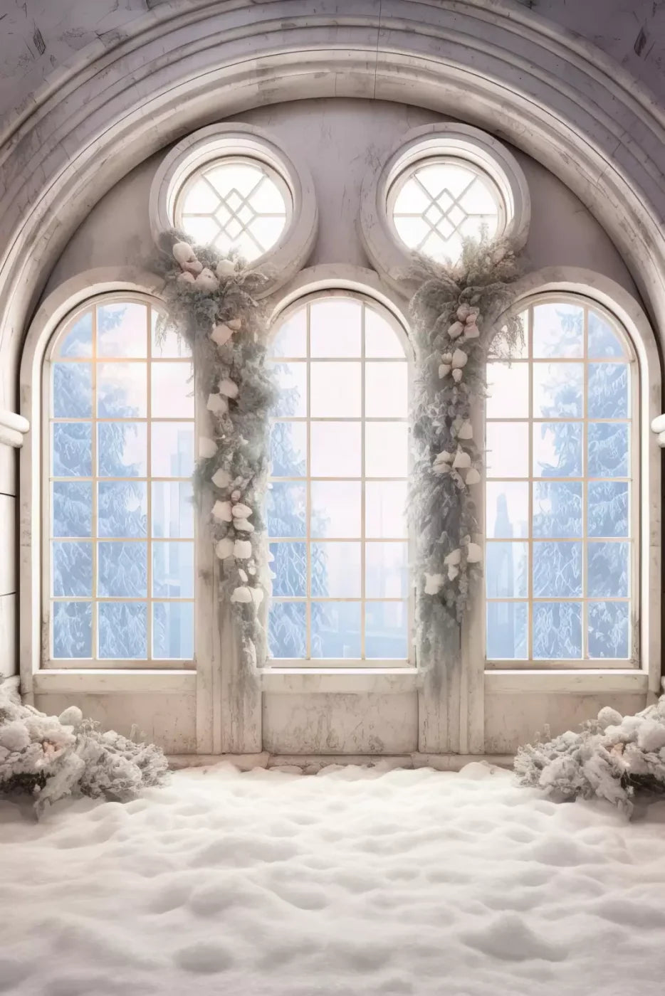 Snowy Ballroom 8’X12’ Ultracloth (96 X 144 Inch) Backdrop