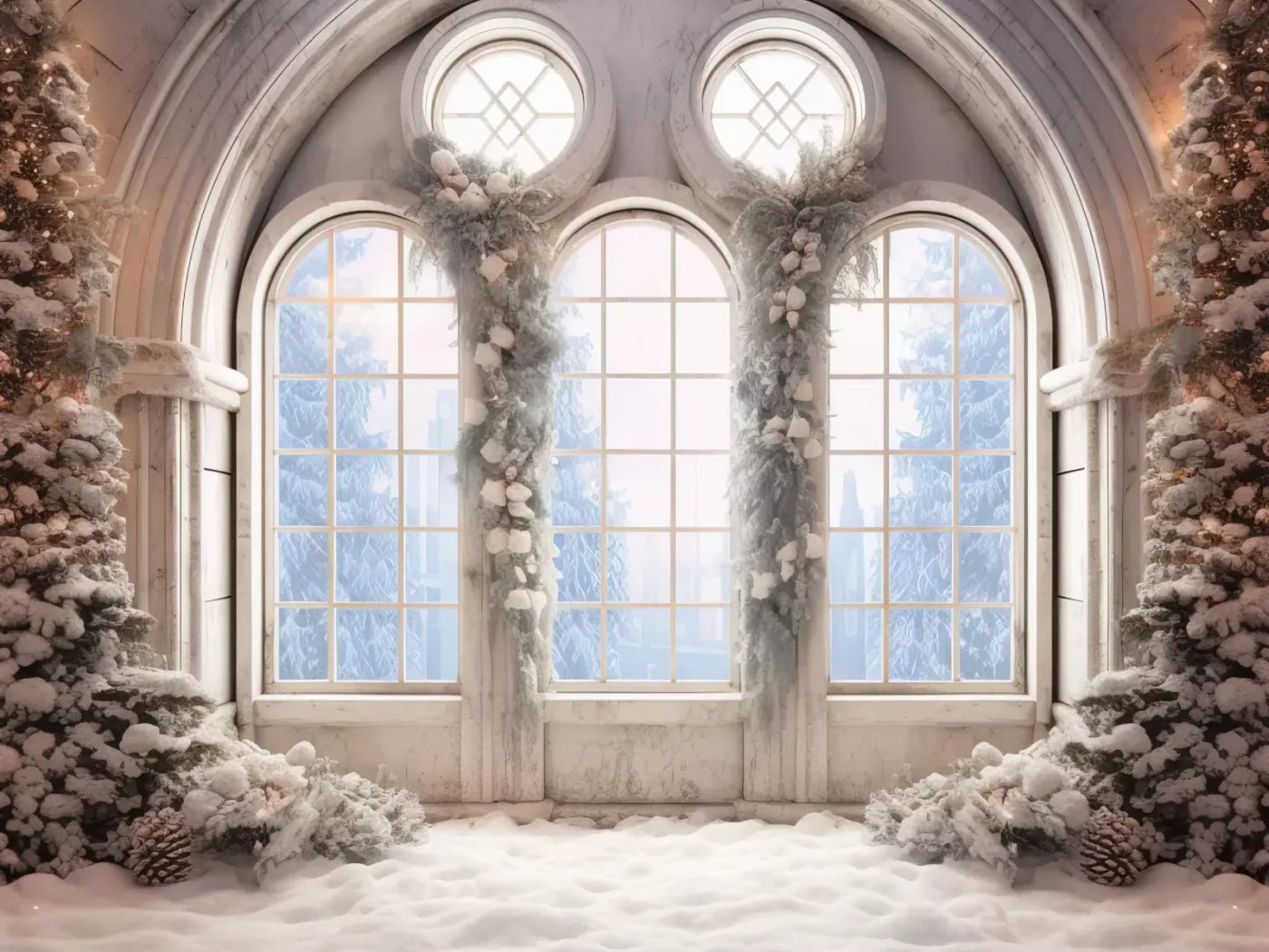 Snowy Ballroom 8’X6’ Fleece (96 X 72 Inch) Backdrop