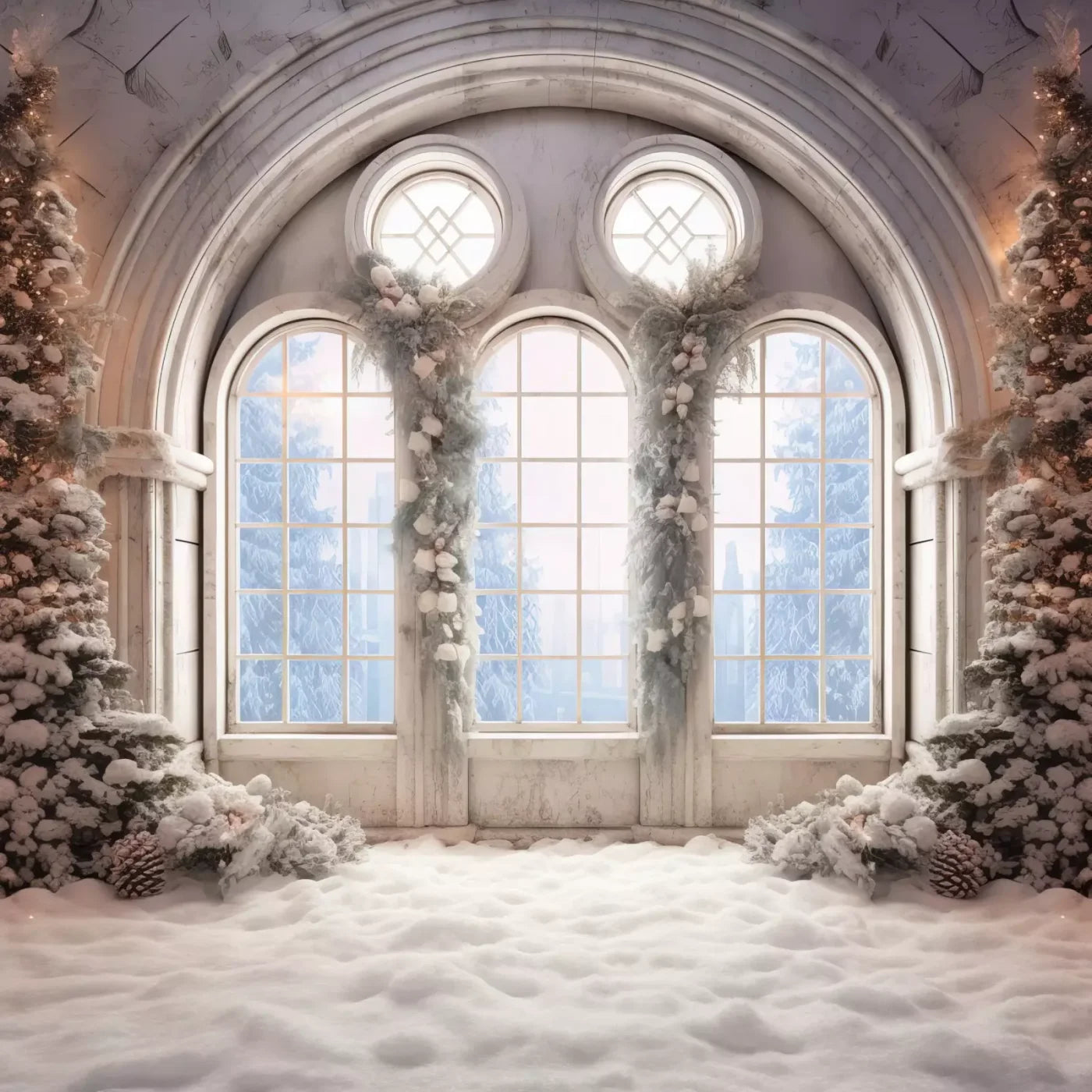 Snowy Ballroom 8’X8’ Fleece (96 X Inch) Backdrop