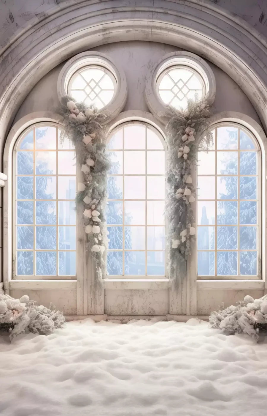 Snowy Ballroom 9’X14’ Ultracloth (108 X 168 Inch) Backdrop