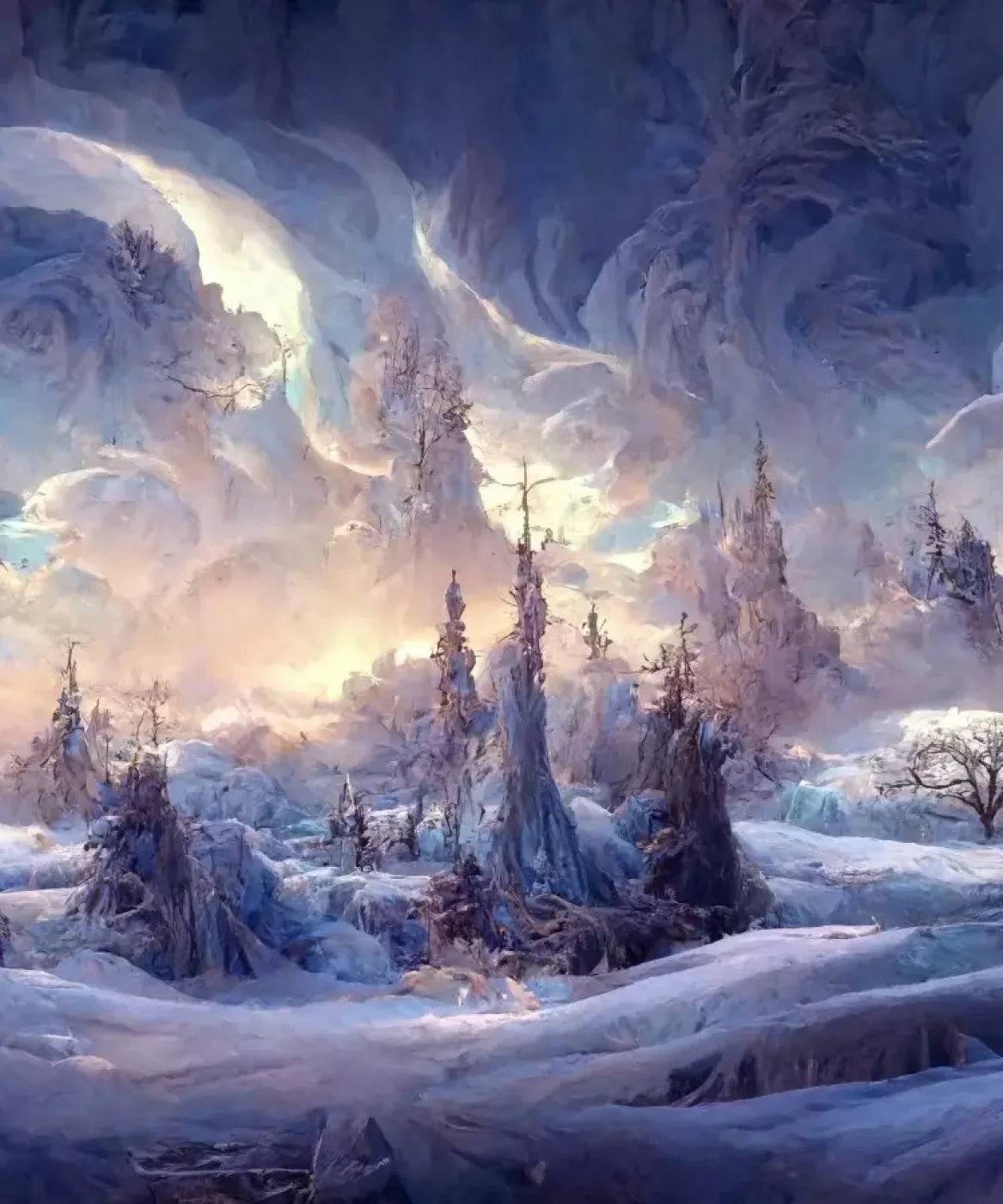 Snowy Fantasy Mountains 10’X12’ Ultracloth (120 X 144 Inch) Backdrop