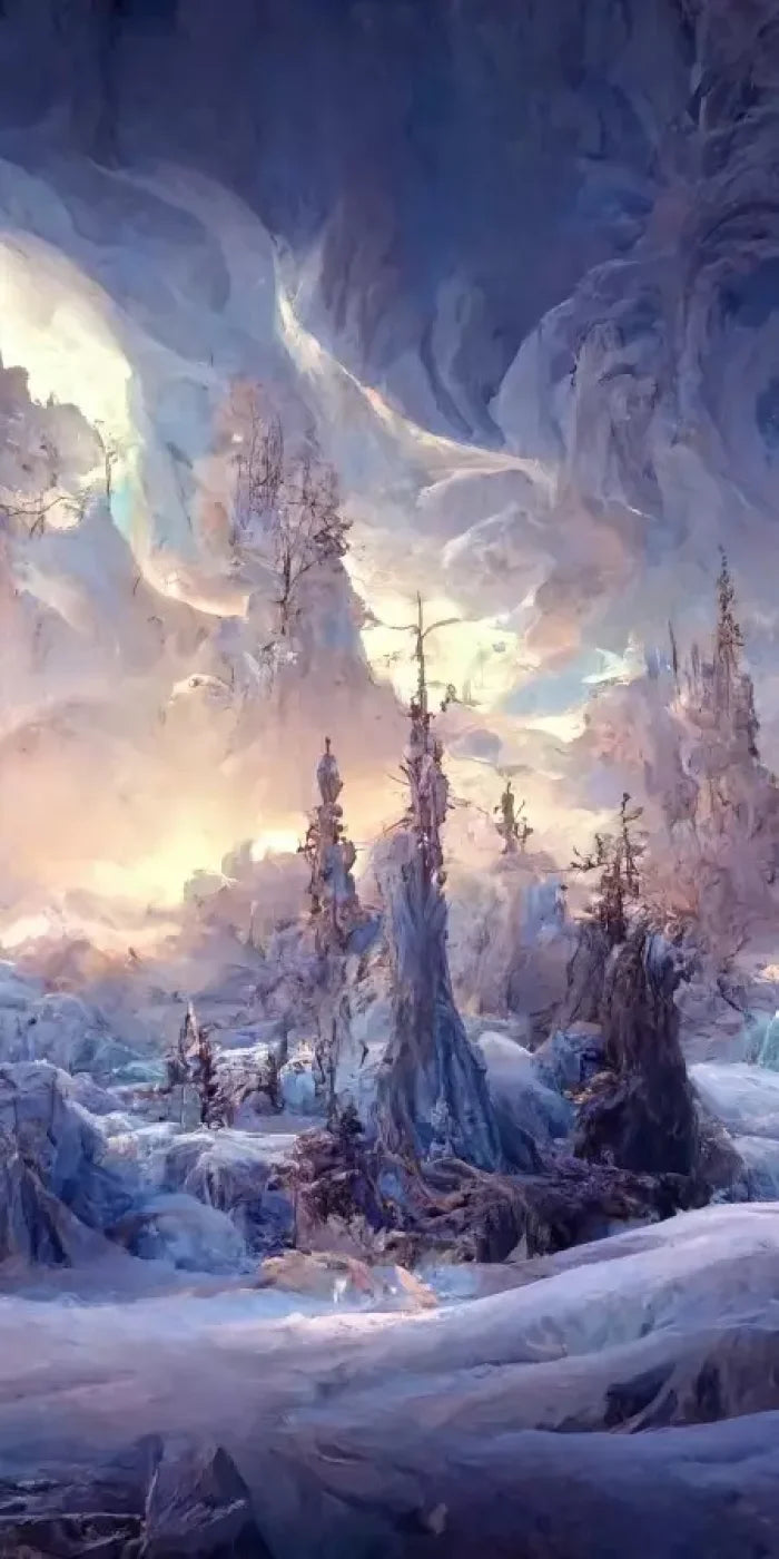 Snowy Fantasy Mountains 10’X20’ Ultracloth (120 X 240 Inch) Backdrop