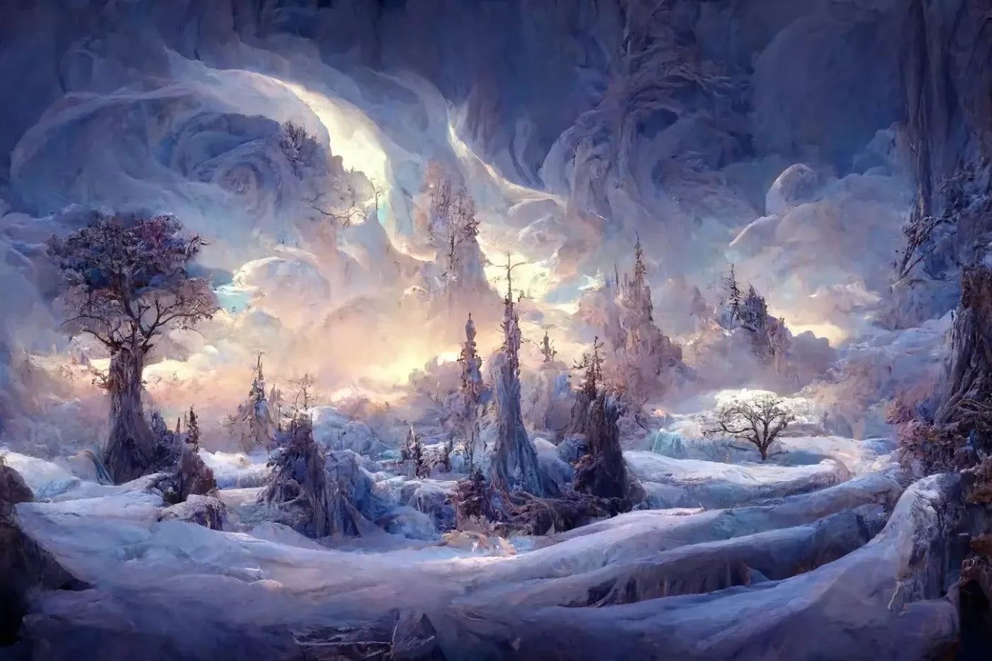 Snowy Fantasy Mountains 12’X8’ Ultracloth (144 X 96 Inch) Backdrop