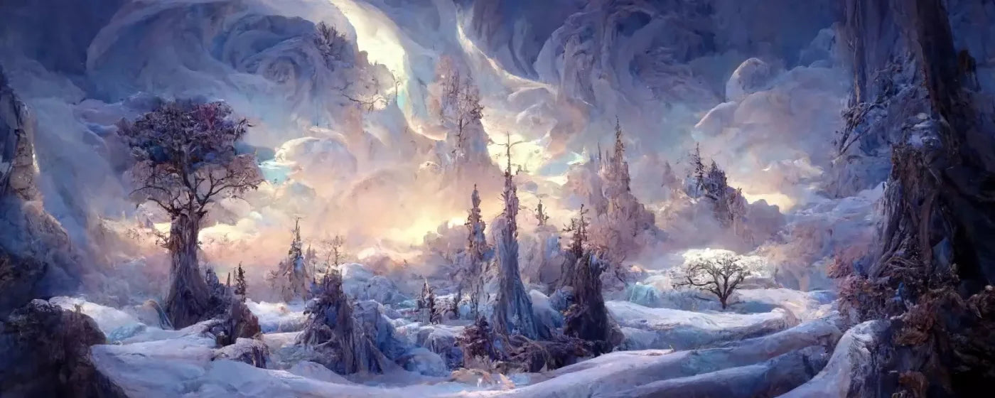 Snowy Fantasy Mountains 20’X8’ Ultracloth (240 X 96 Inch) Backdrop