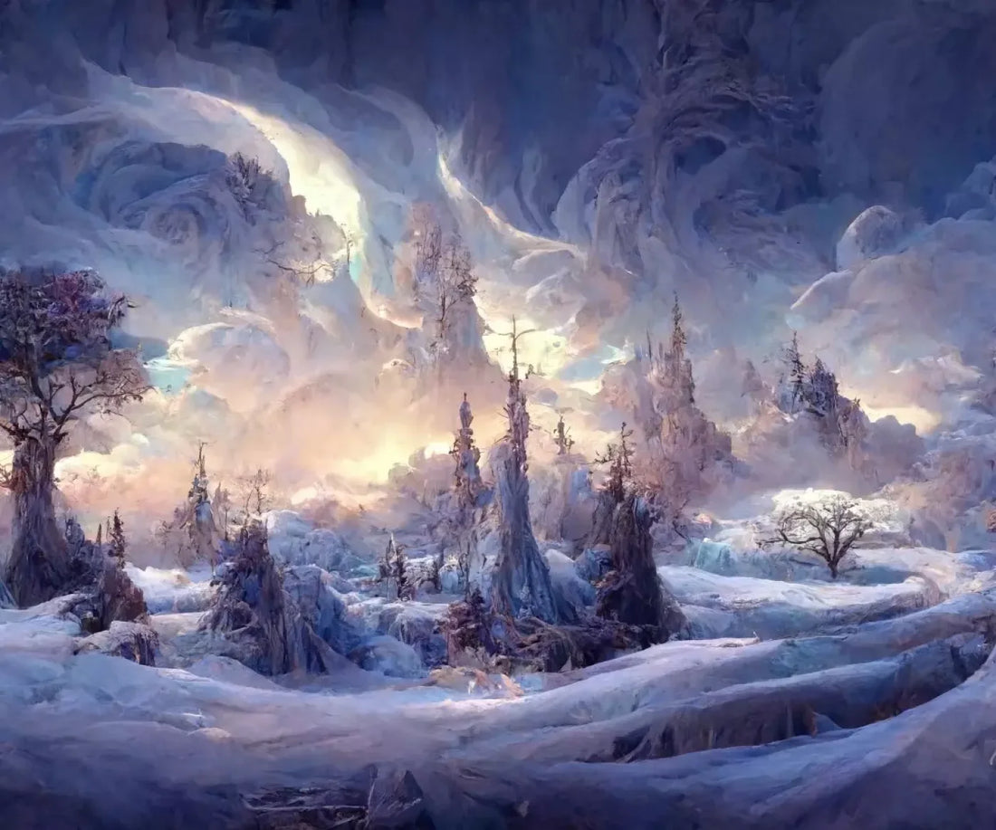 Snowy Fantasy Mountains 5’X4’2 Fleece (60 X 50 Inch) Backdrop