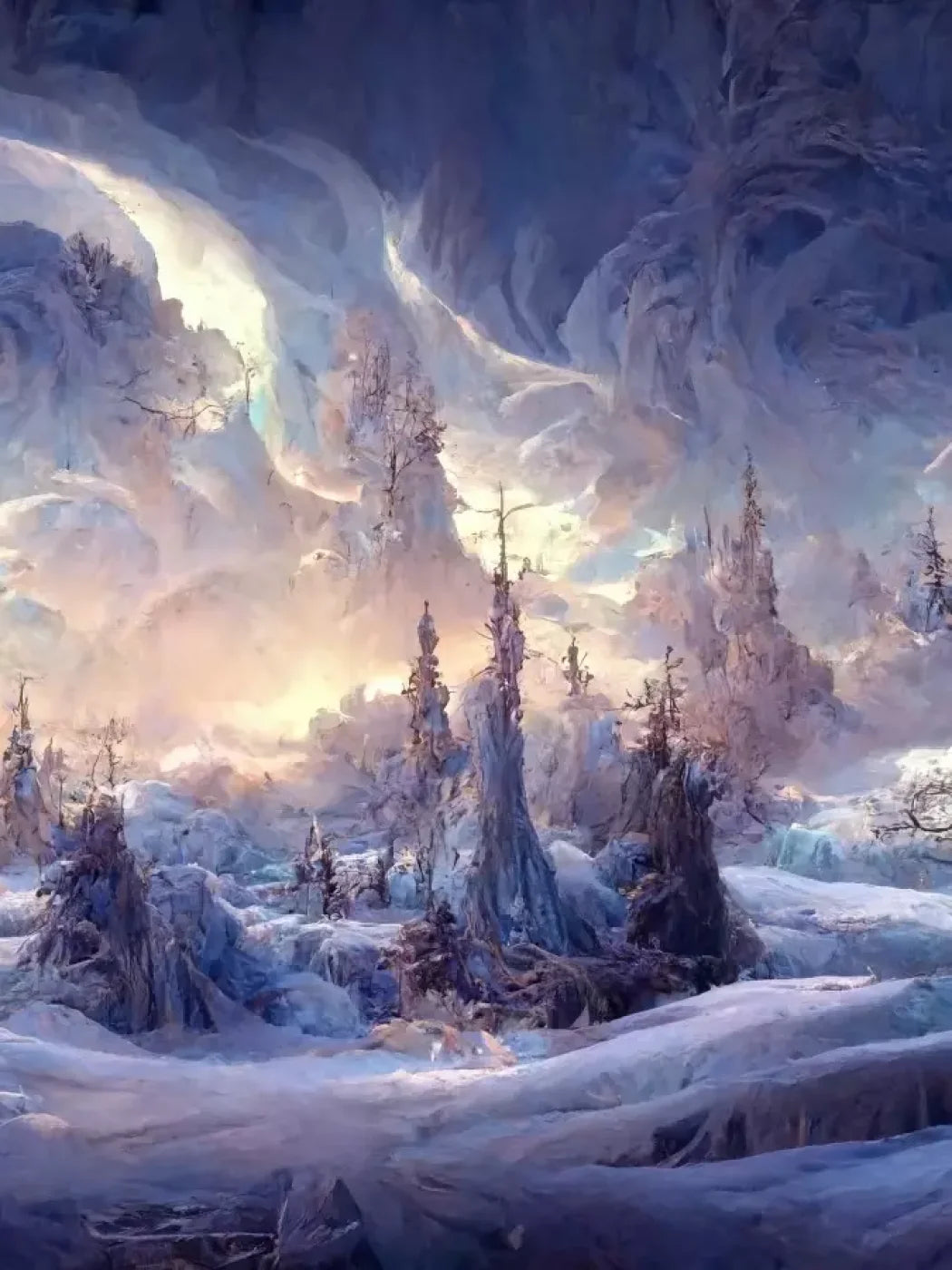 Snowy Fantasy Mountains 5’X6’8 Fleece (60 X 80 Inch) Backdrop