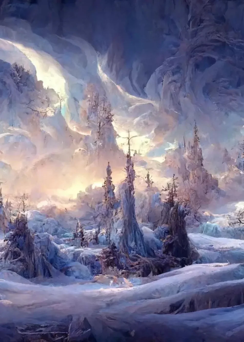 Snowy Fantasy Mountains 5’X7’ Ultracloth (60 X 84 Inch) Backdrop