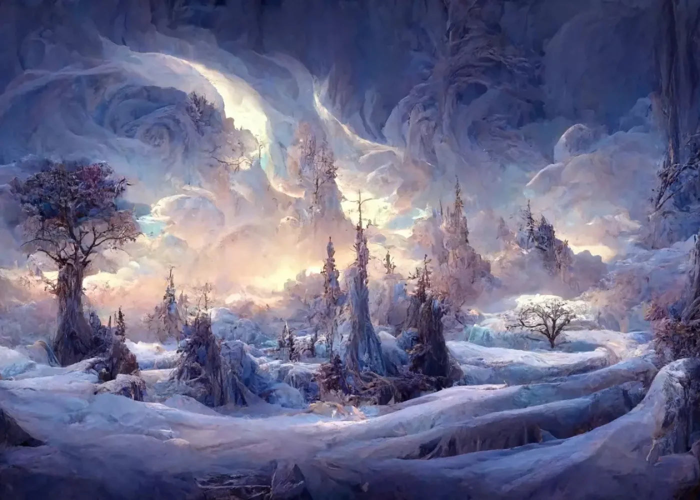 Snowy Fantasy Mountains 7’X5’ Ultracloth (84 X 60 Inch) Backdrop