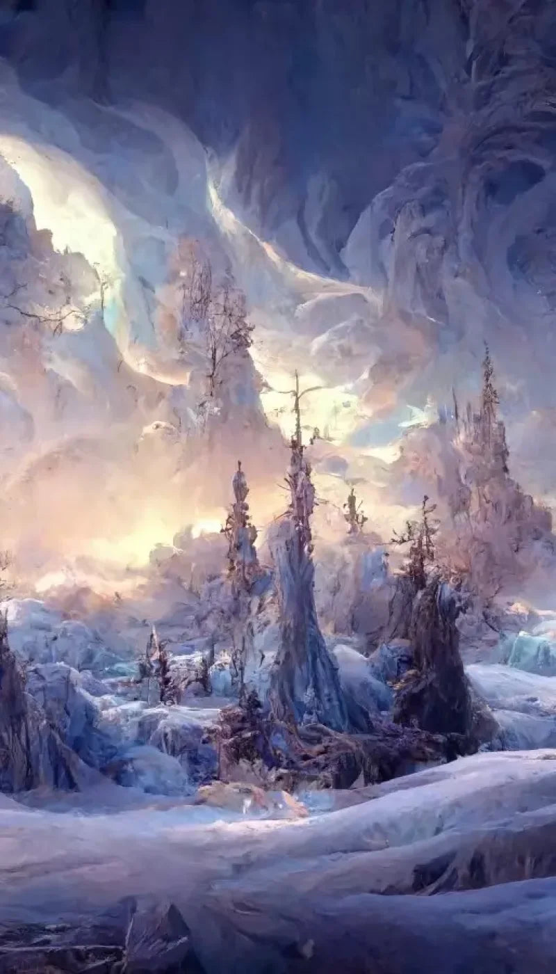 Snowy Fantasy Mountains 8’X14’ Ultracloth (96 X 168 Inch) Backdrop