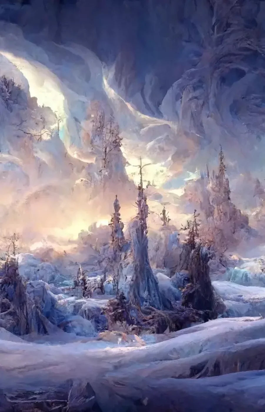 Snowy Fantasy Mountains 9’X14’ Ultracloth (108 X 168 Inch) Backdrop