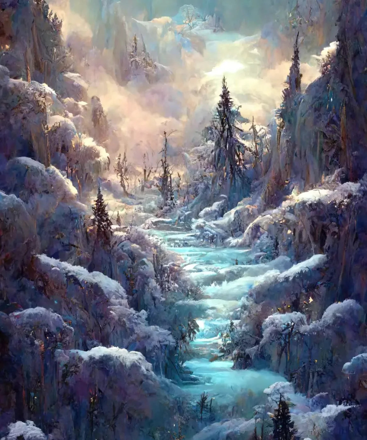 Snowy Fantasy Waterfall 10’X12’ Ultracloth (120 X 144 Inch) Backdrop