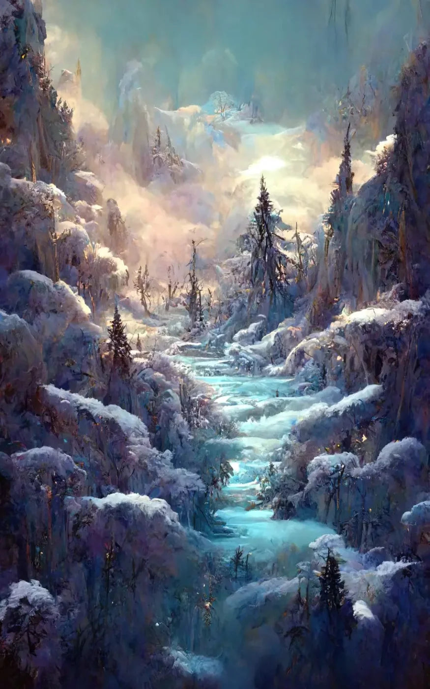 Snowy Fantasy Waterfall 10’X16’ Ultracloth (120 X 192 Inch) Backdrop