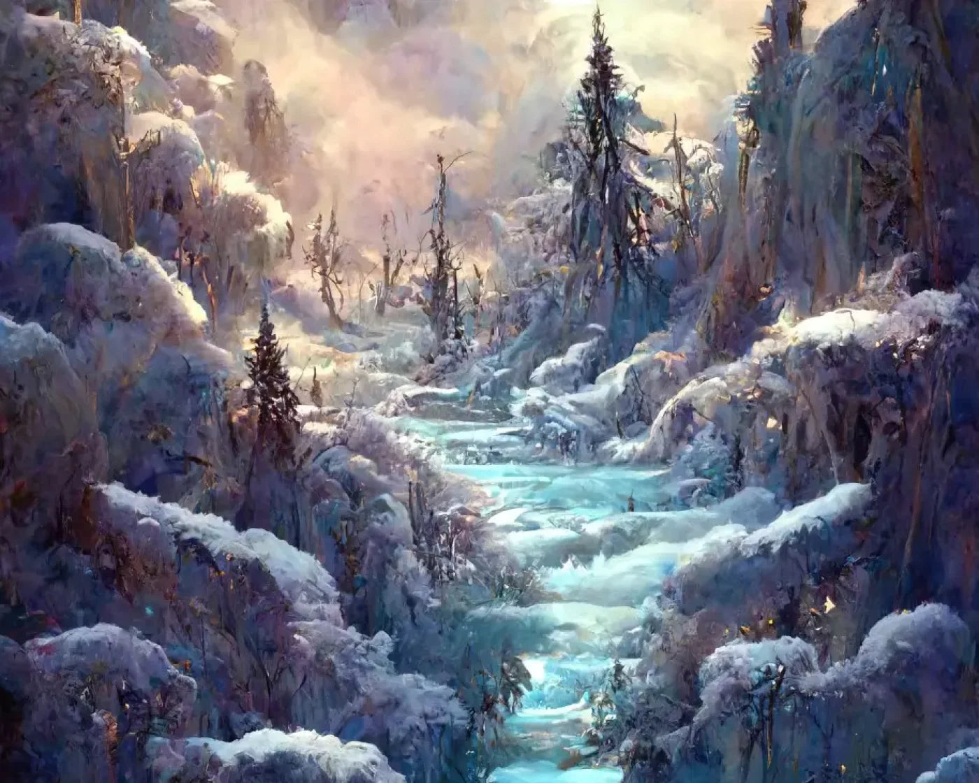 Snowy Fantasy Waterfall 10’X8’ Fleece (120 X 96 Inch) Backdrop