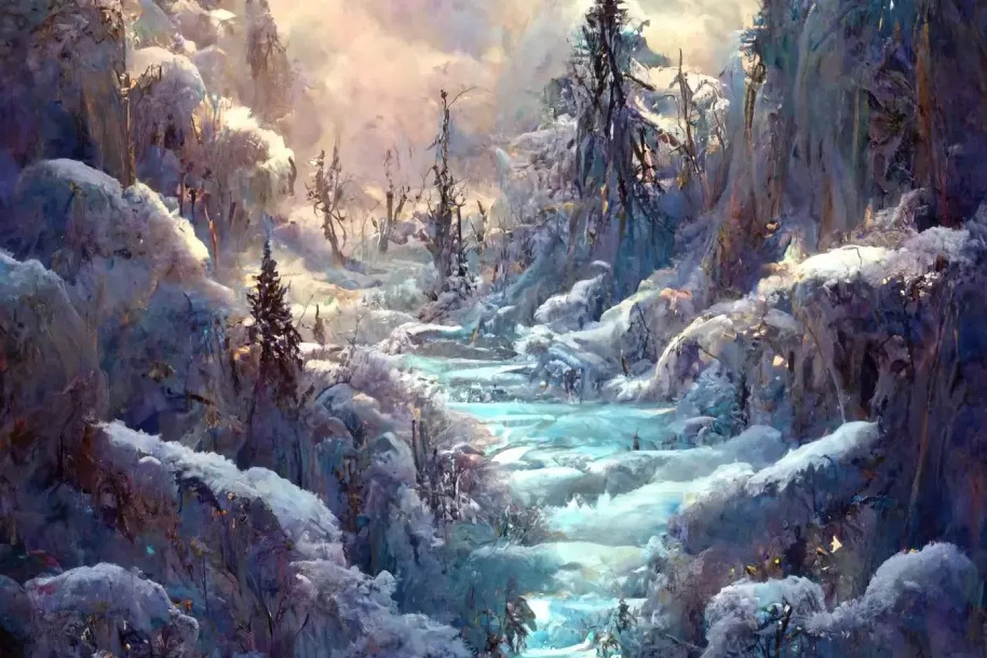 Snowy Fantasy Waterfall 12’X8’ Ultracloth (144 X 96 Inch) Backdrop