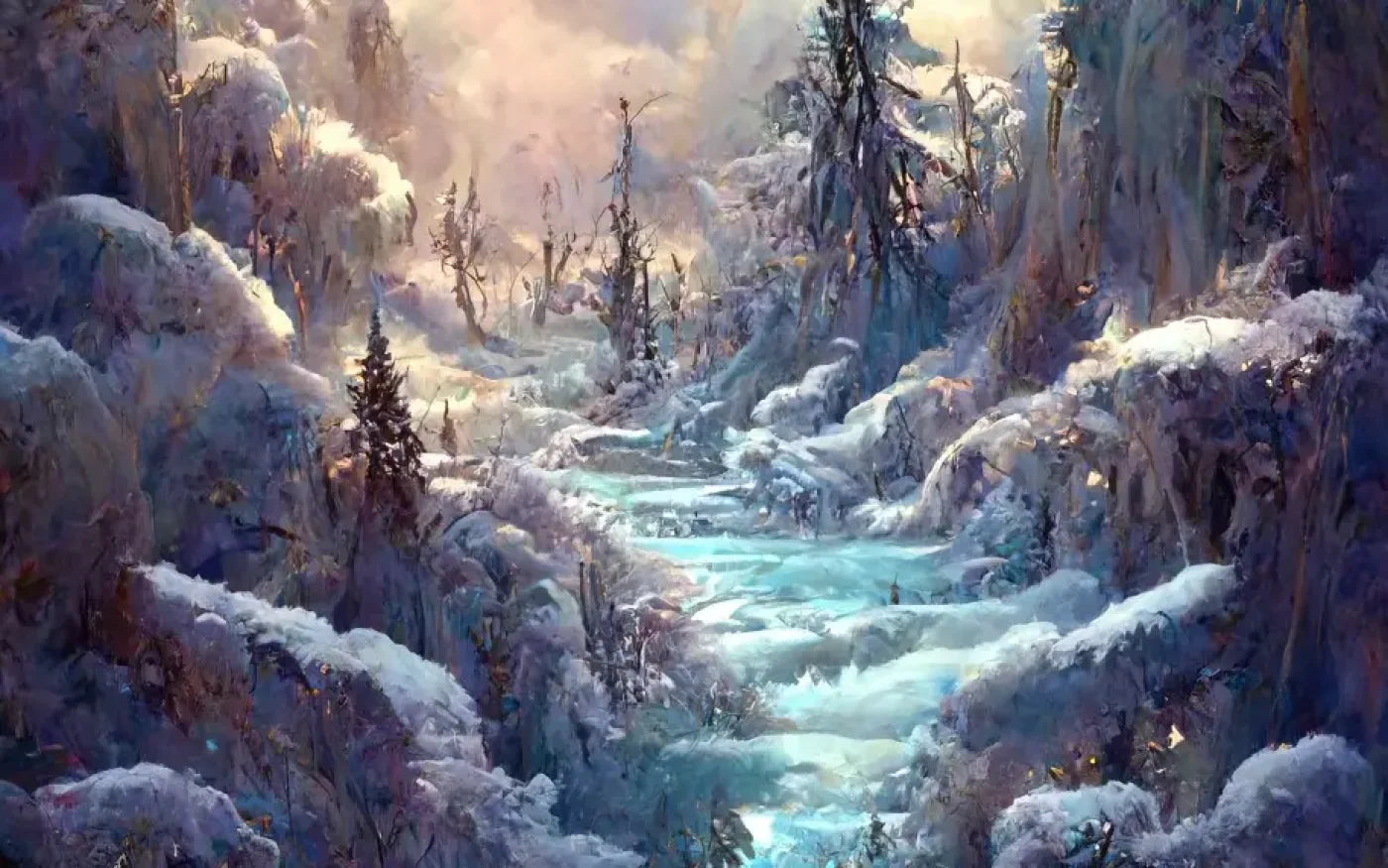 Snowy Fantasy Waterfall 16’X10’ Ultracloth (192 X 120 Inch) Backdrop