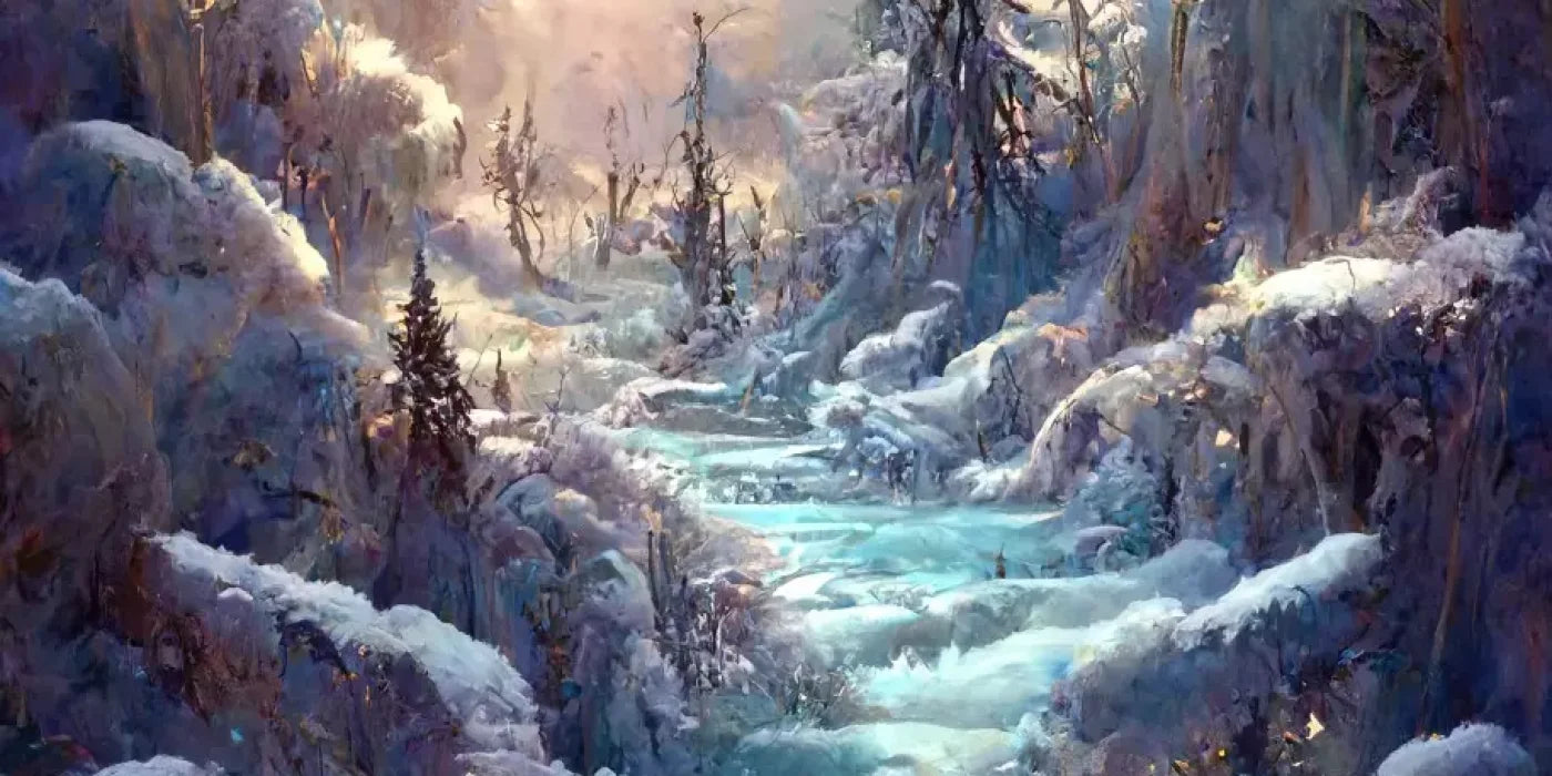 Snowy Fantasy Waterfall 16’X8’ Ultracloth (192 X 96 Inch) Backdrop