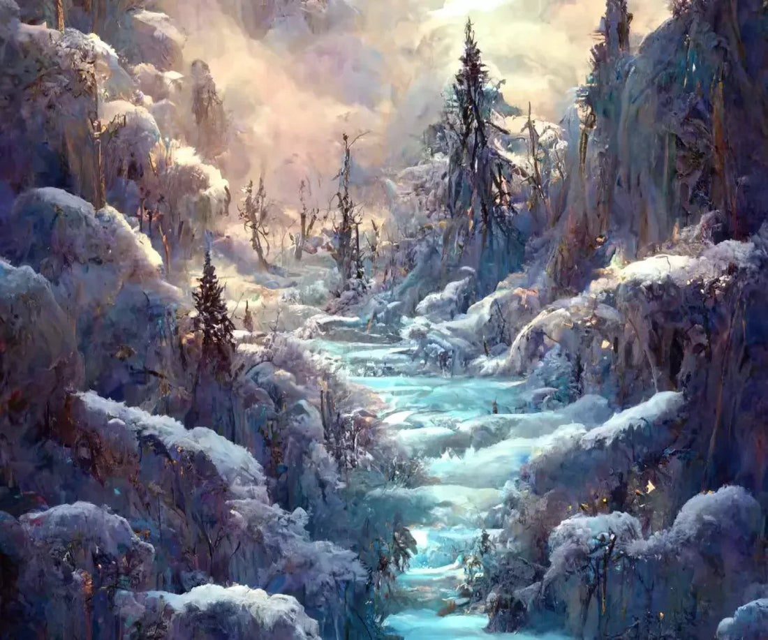 Snowy Fantasy Waterfall 5’X4’2 Fleece (60 X 50 Inch) Backdrop