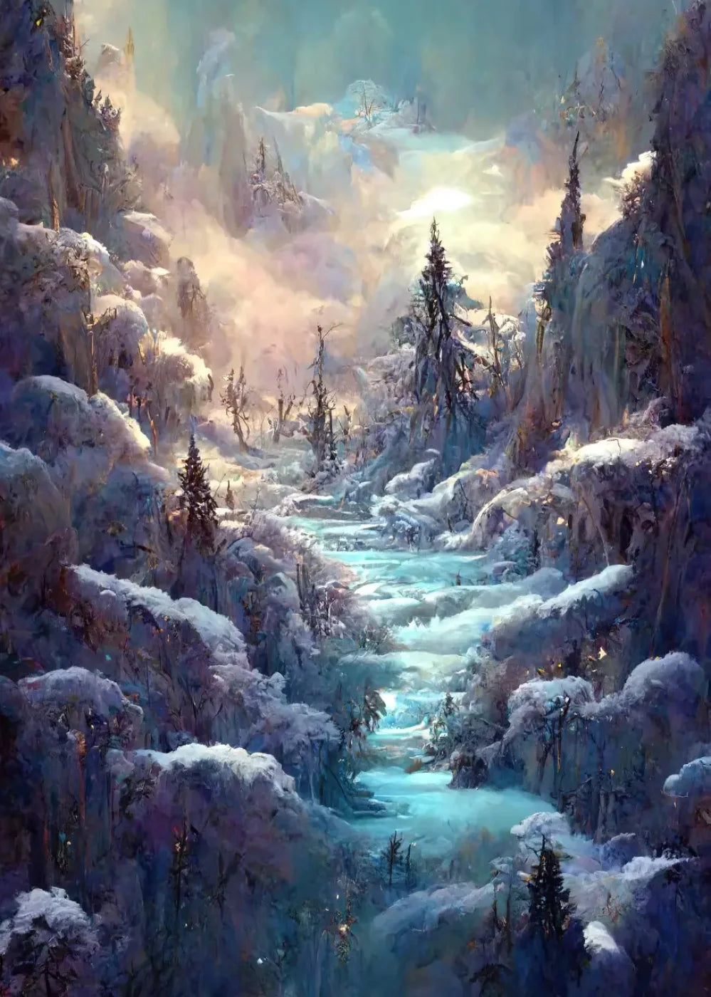 Snowy Fantasy Waterfall 5’X7’ Ultracloth (60 X 84 Inch) Backdrop