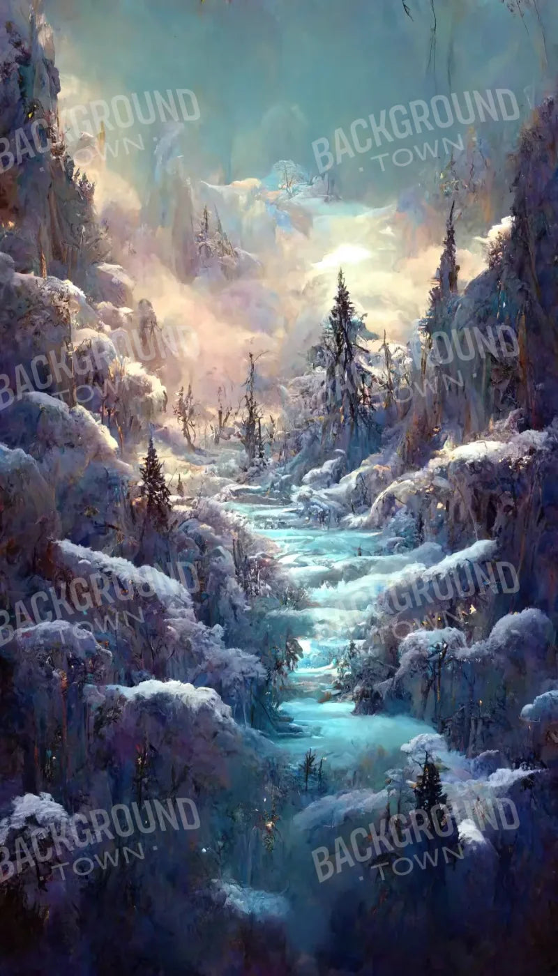 Snowy Fantasy Waterfall 8’X14’ Ultracloth (96 X 168 Inch) Backdrop