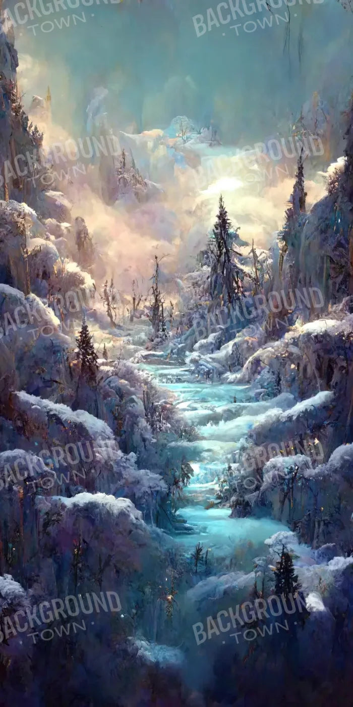 Snowy Fantasy Waterfall 8’X16’ Ultracloth (96 X 192 Inch) Backdrop