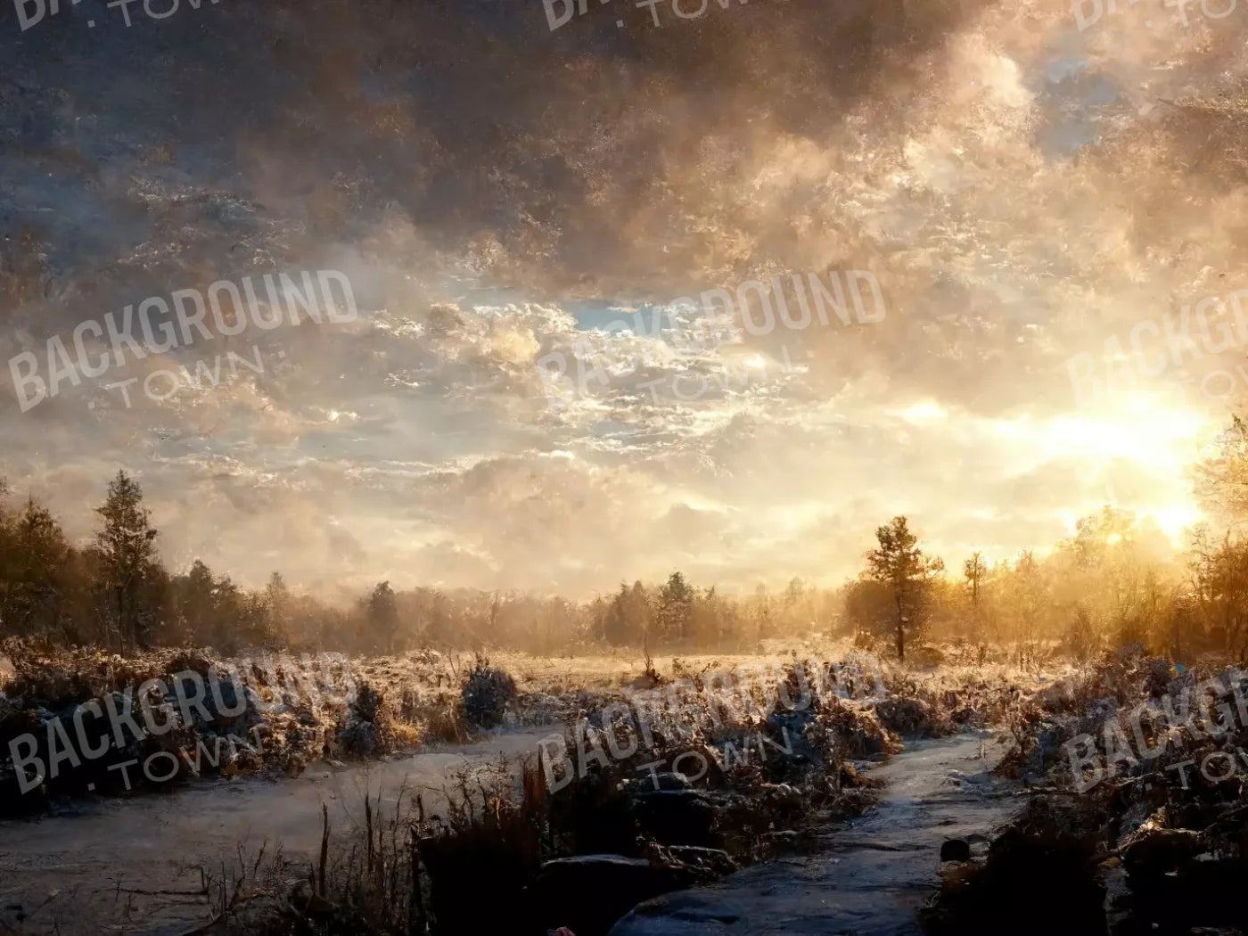 Snowy Forest 10’X8’ Fleece (120 X 96 Inch) Backdrop