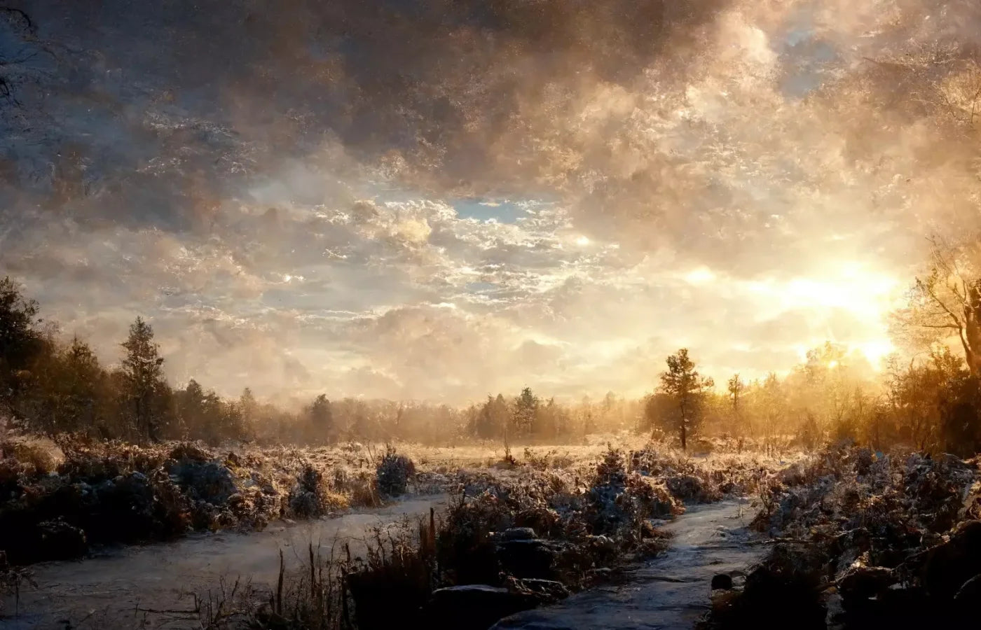 Snowy Forest 12’X8’ Ultracloth (144 X 96 Inch) Backdrop