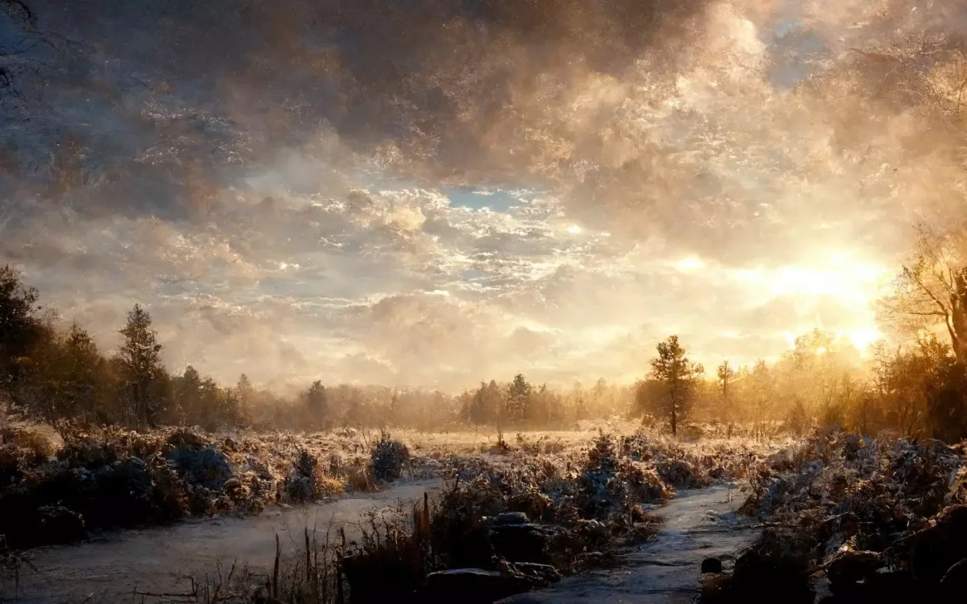 Snowy Forest 14’X9’ Ultracloth (168 X 108 Inch) Backdrop