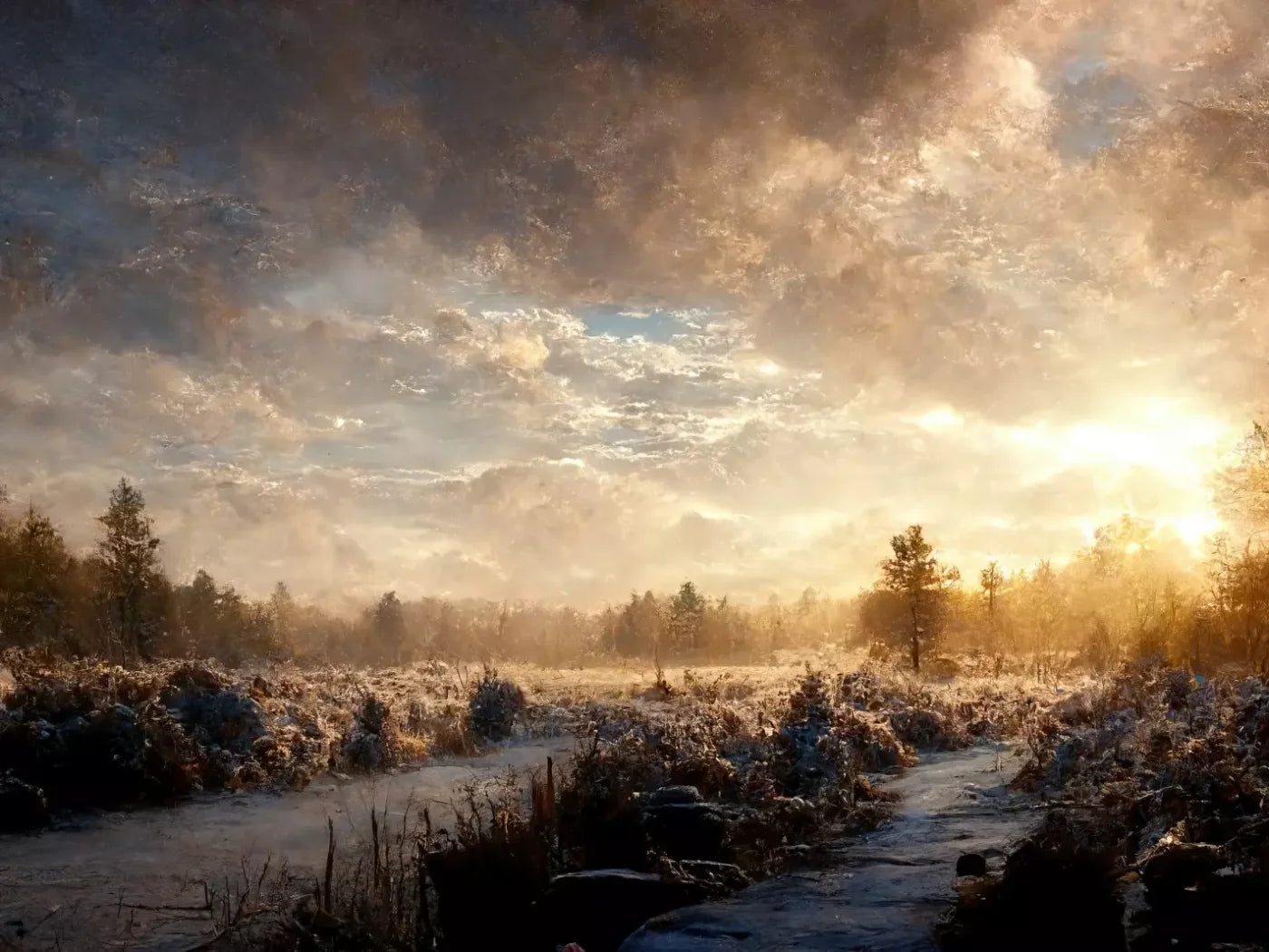 Snowy Forest 7’X5’ Ultracloth (84 X 60 Inch) Backdrop