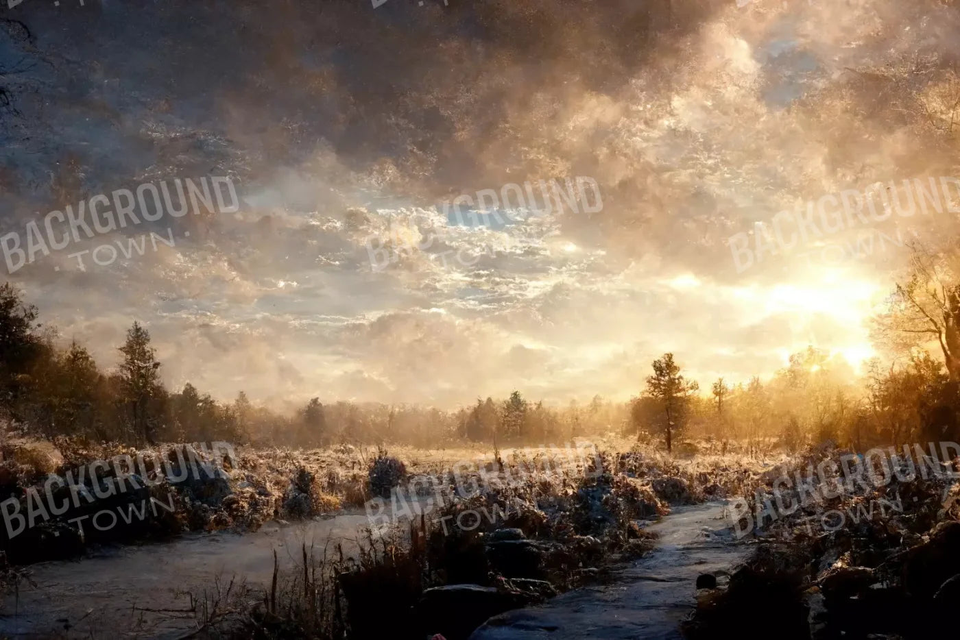 Snowy Forest 8’X5’ Ultracloth (96 X 60 Inch) Backdrop