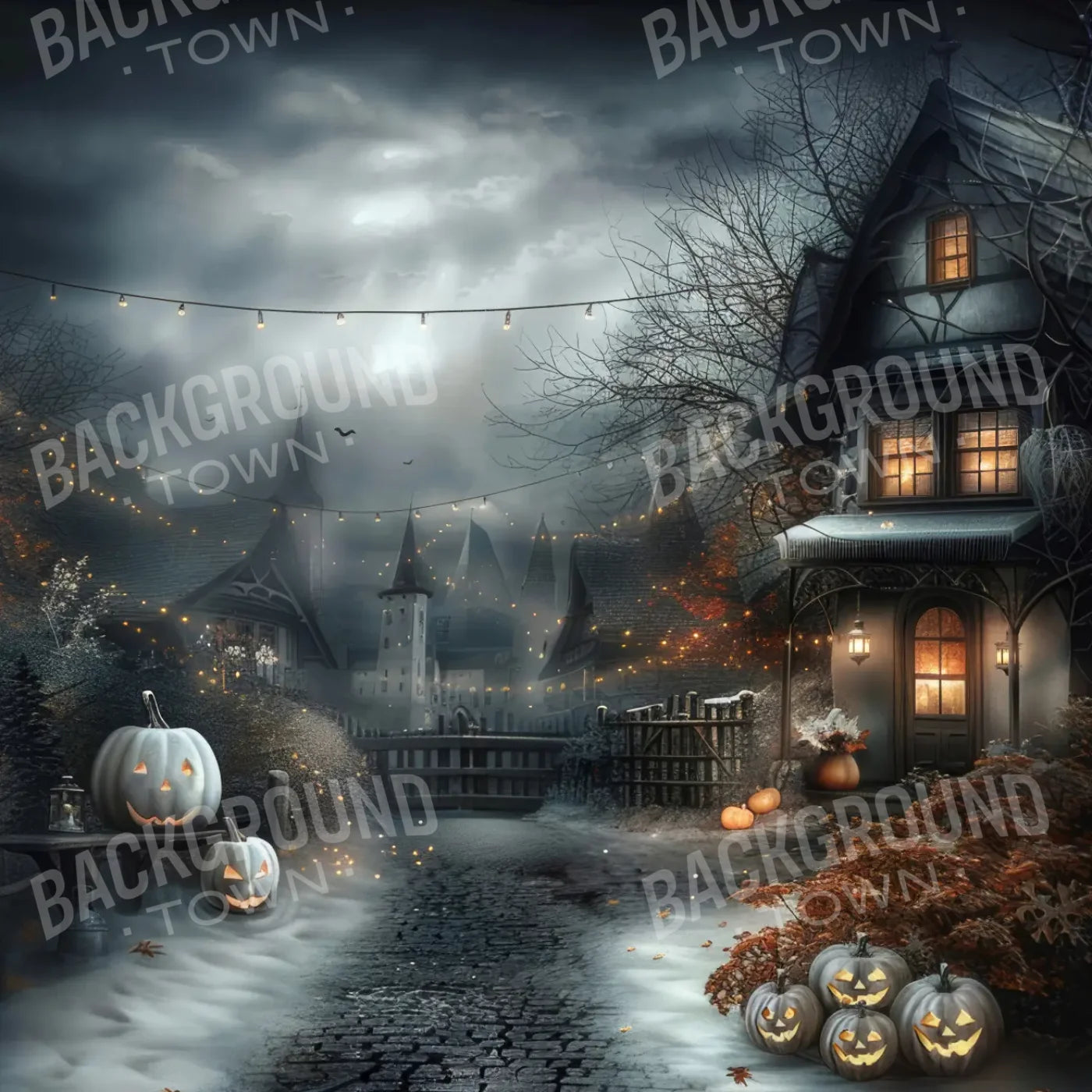 Snowy Halloween 8’x8’ Fleece (96 x 96 inch) Backdrop