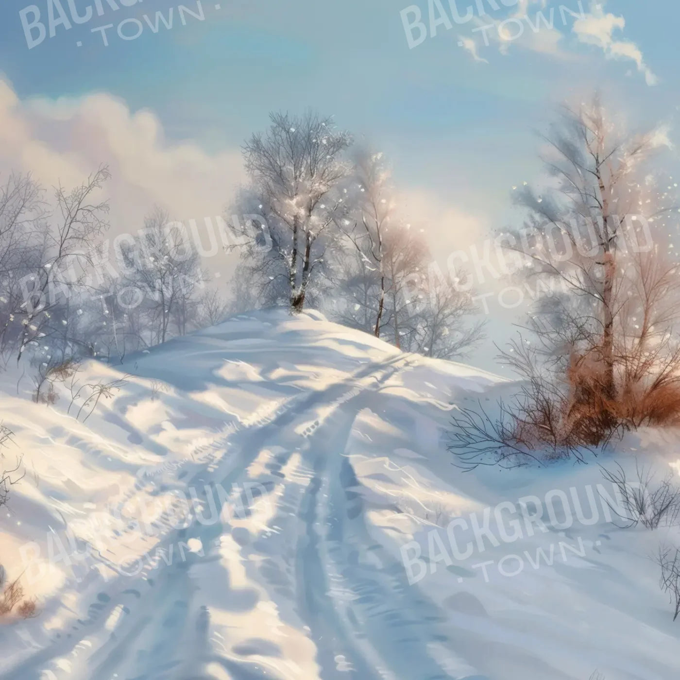 Snowy Hill 8’x8’ Fleece (96 x 96 inch) Backdrop