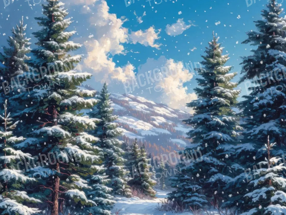 Snowy Walk 6’8x5’ Fleece (80 x 60 inch) Backdrop