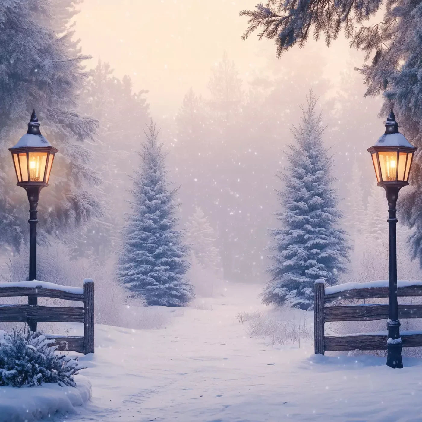 Snowy Winter Scene 10’X10’ Ultracloth (120 X Inch) Backdrop