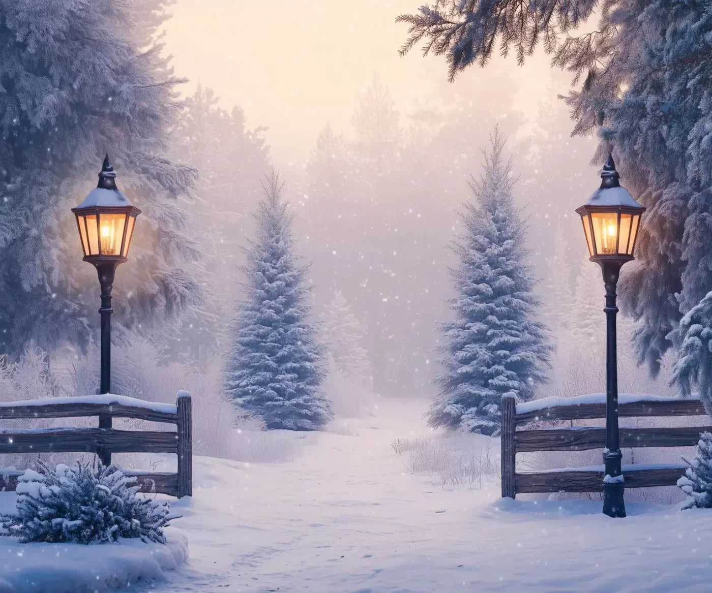 Snowy Winter Scene 12’X10’ Ultracloth (144 X 120 Inch) Backdrop
