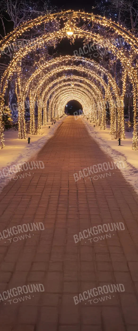 Sparkly Golden Christmas Lights Arch Tunnel Sweep 5’x12’ UltraCloth for Westcott X-Drop (60 x 144 inch) Backdrop