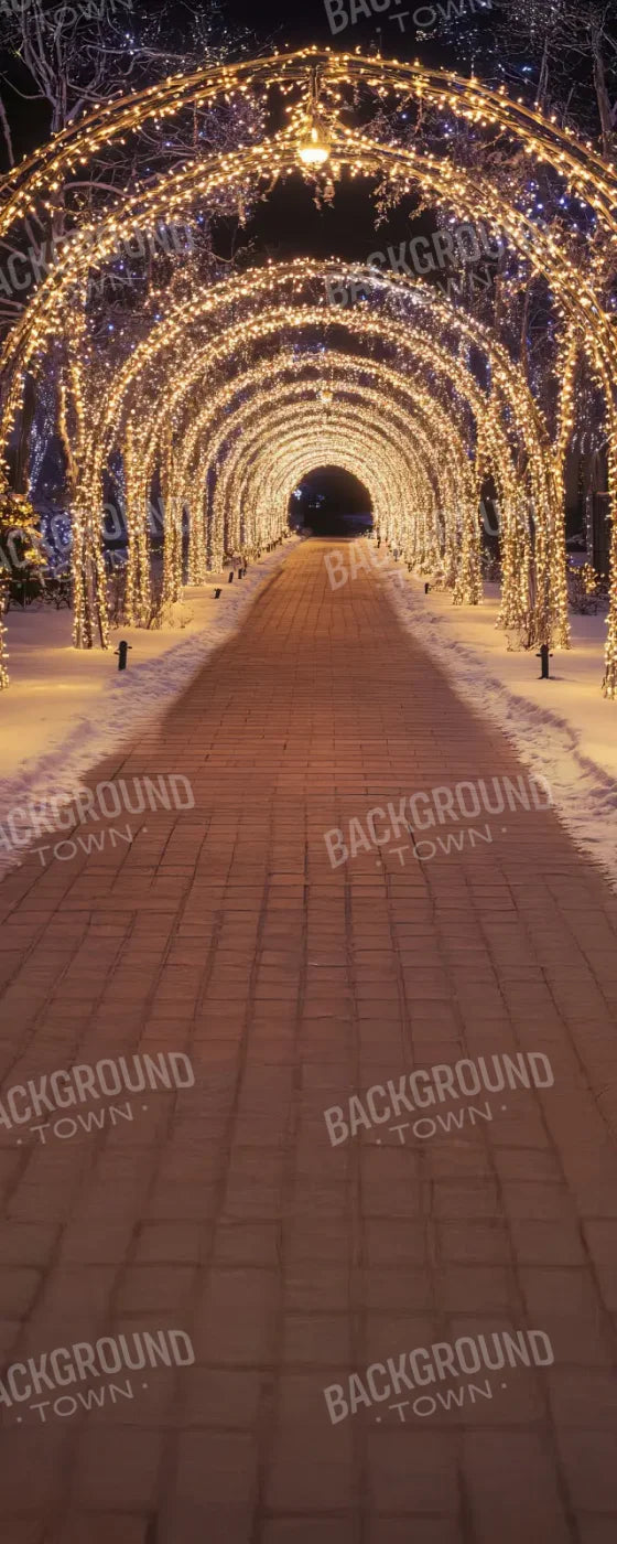 Sparkly Golden Christmas Lights Arch Tunnel Sweep 8’x20’ UltraCloth (96 x 240 inch) Backdrop
