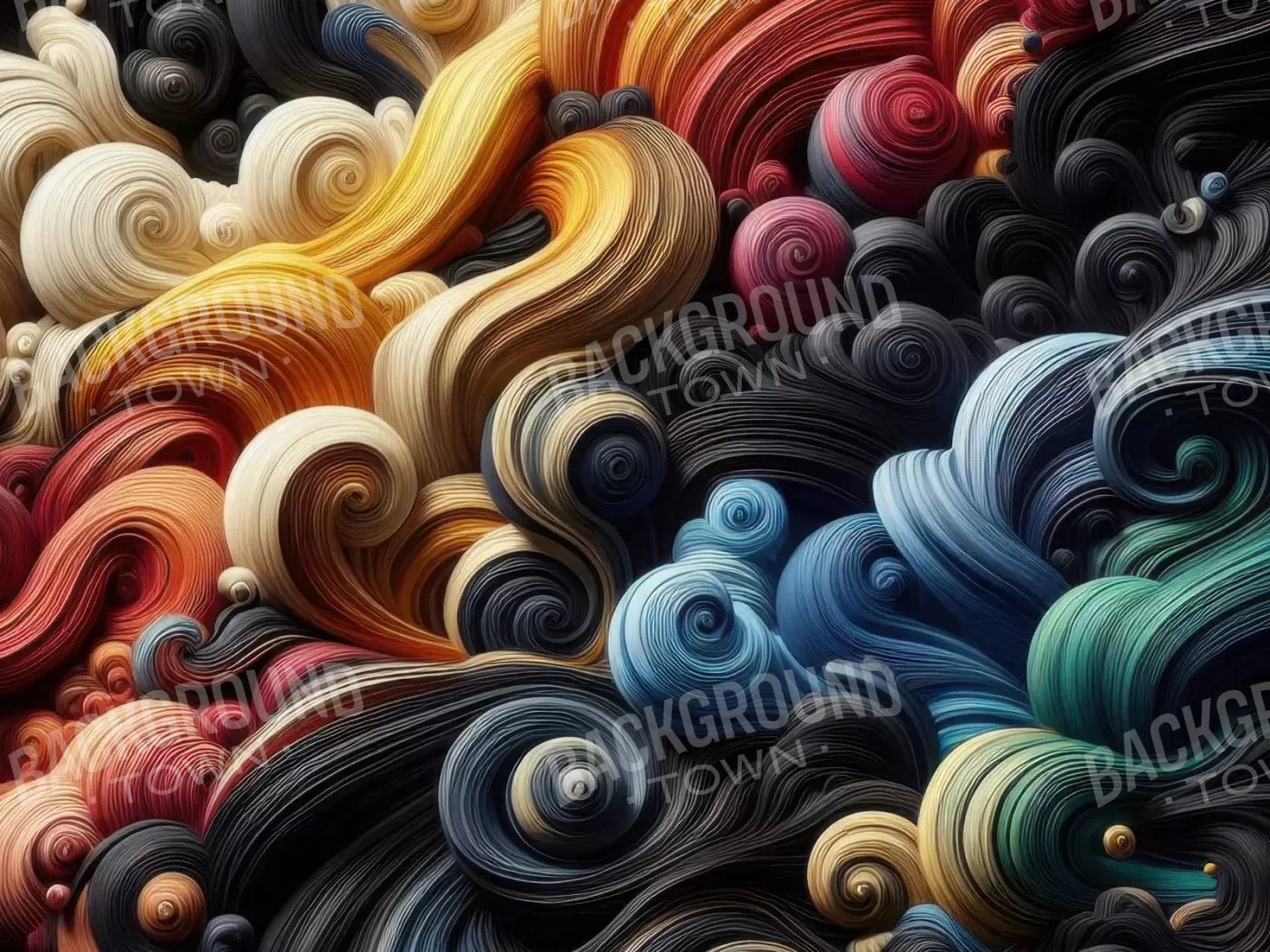 Spiraled Yarn Skeins 6’8X5’ Fleece (80 X 60 Inch) Backdrop
