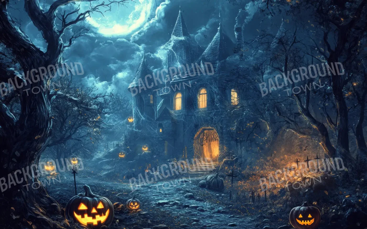 Spooky Neighbor 8’x5’ UltraCloth (96 x 60 inch) Backdrop