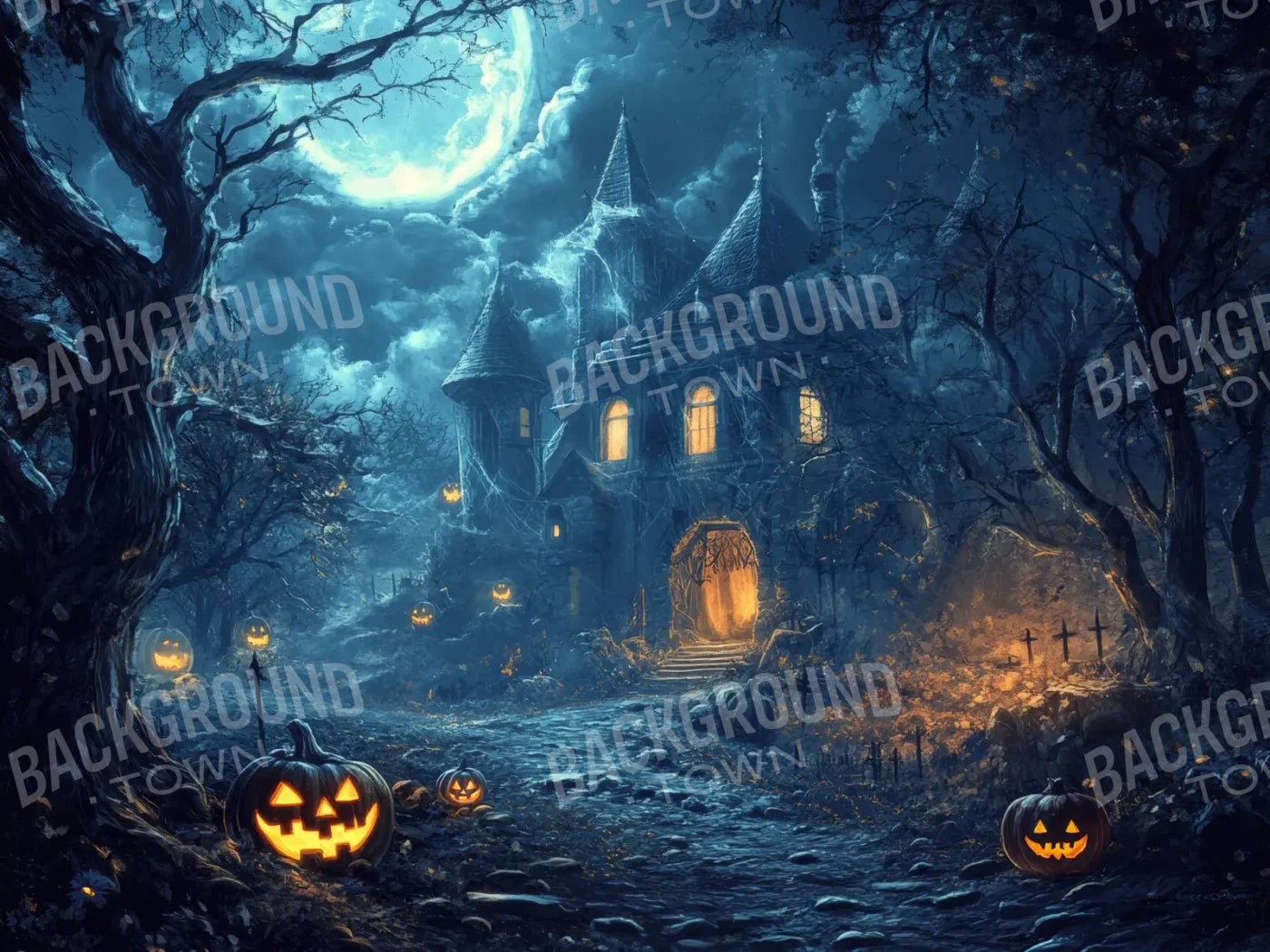 Spooky Neighbor 8’x6’ Fleece (96 x 72 inch) Backdrop