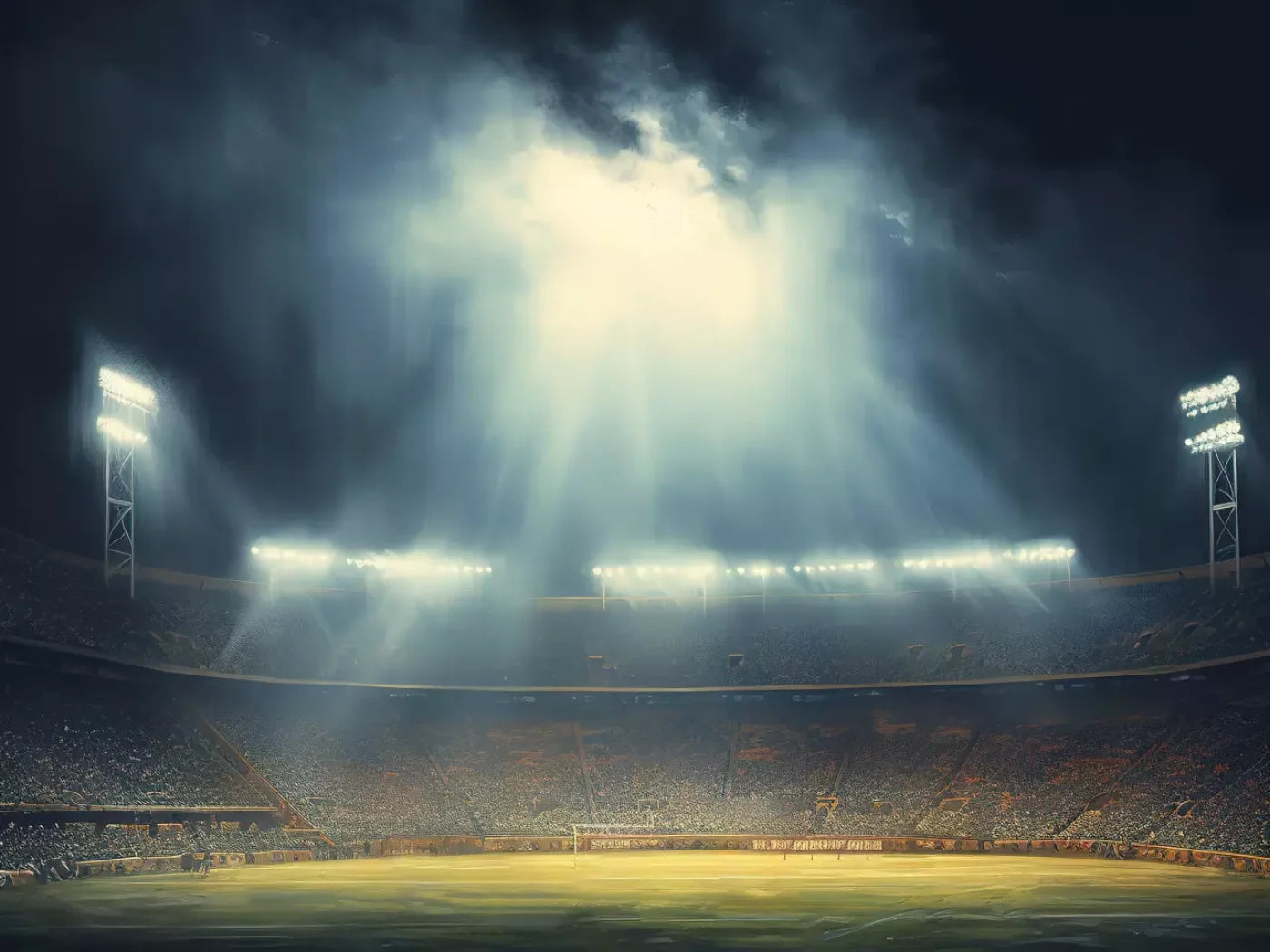 Sports Stadium Friday Night Lights I 6’8X5’ Fleece (80 X 60 Inch) Backdrop