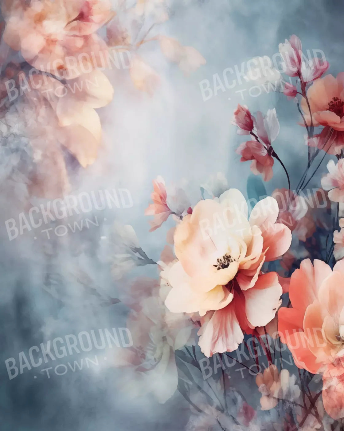 Spring Floral V 8X10 Fleece ( 96 X 120 Inch ) Backdrop