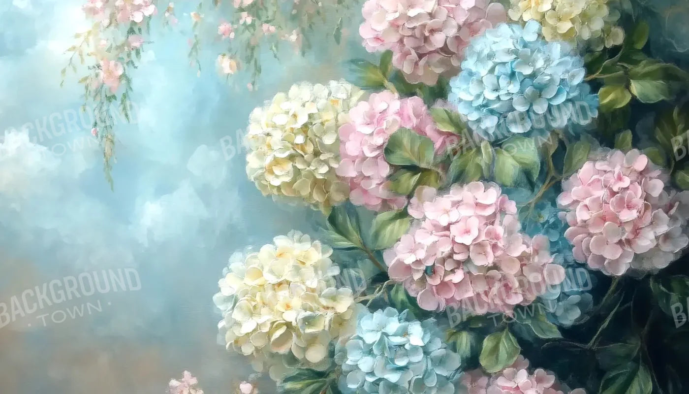 Spring Hydrangeas Fine Art 14’x8’ UltraCloth (168 x 96 inch) Backdrop
