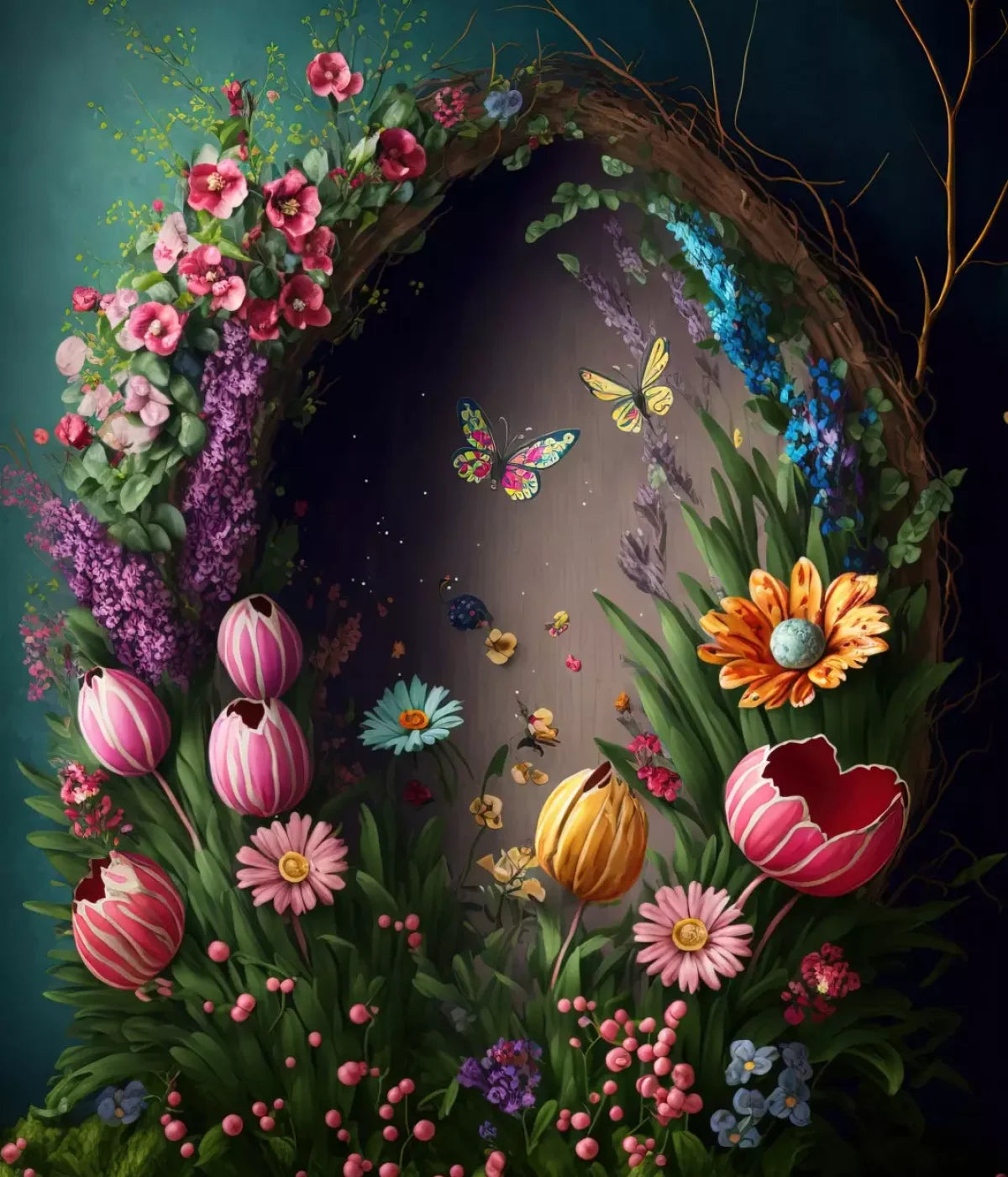 Spring Wreath 10X12 Ultracloth ( 120 X 144 Inch ) Backdrop