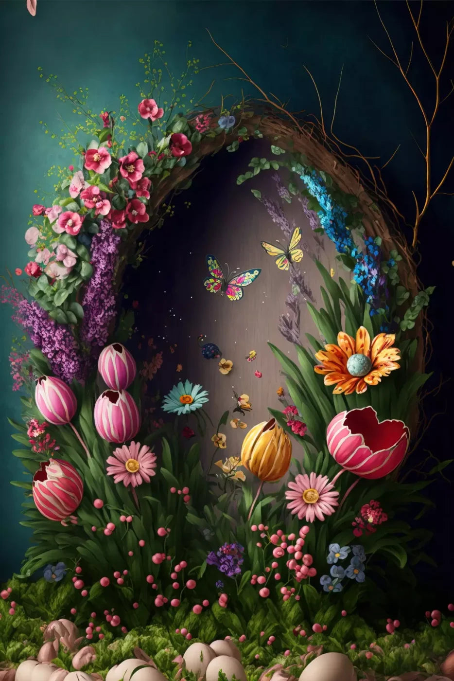 Spring Wreath 5X8 Ultracloth ( 60 X 96 Inch ) Backdrop