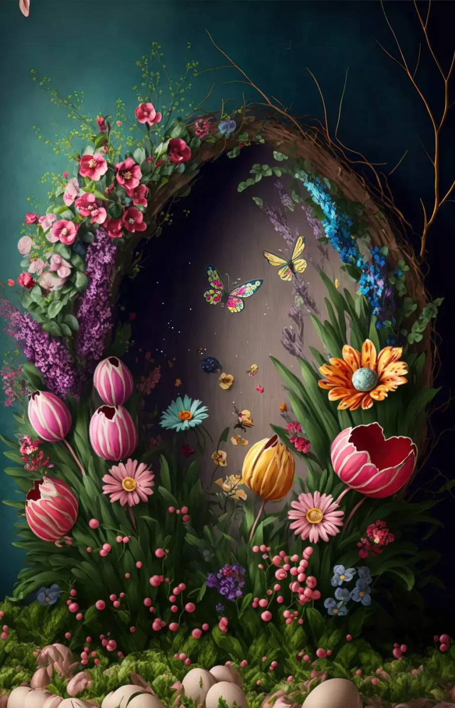 Spring Wreath 8X12 Ultracloth ( 96 X 144 Inch ) Backdrop